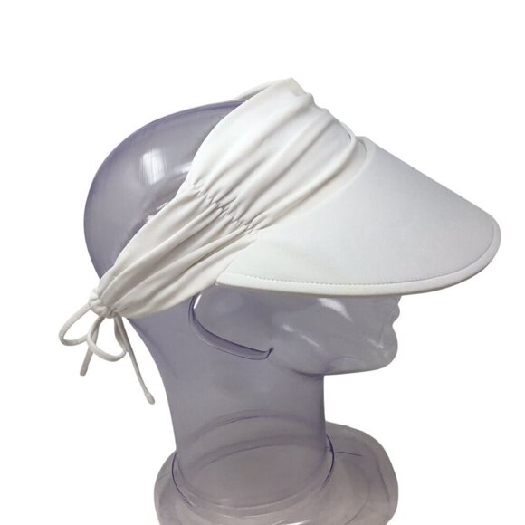 Wallaroo Aqua Visor Sun Hat Lycra Floating White Adjustable Tie Beach Stretch - Picture 3 of 8
